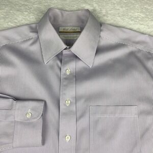 Roundtree & Yorke Gold Label Dress Shirt Mens 15.5-34 Purple Stripes No Iron